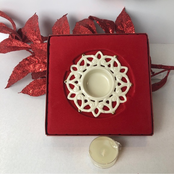 Lenox “Shine” Porcelain Snow Light Votive Tealight Candle Holder Collectible NIB - Picture 1 of 8